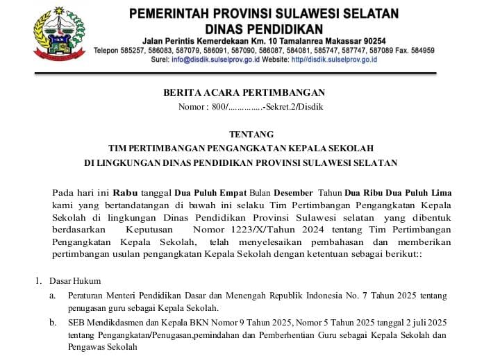 PERAK : Kebocoran Draft BAP Kepsek, Bukti Bobroknya Disdik Sulsel